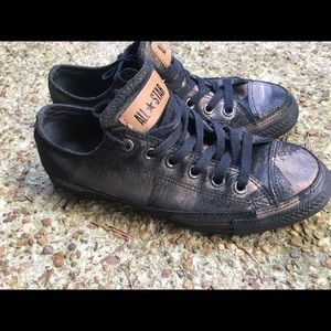Converse All Star black w/ shimmer gold overlay 8